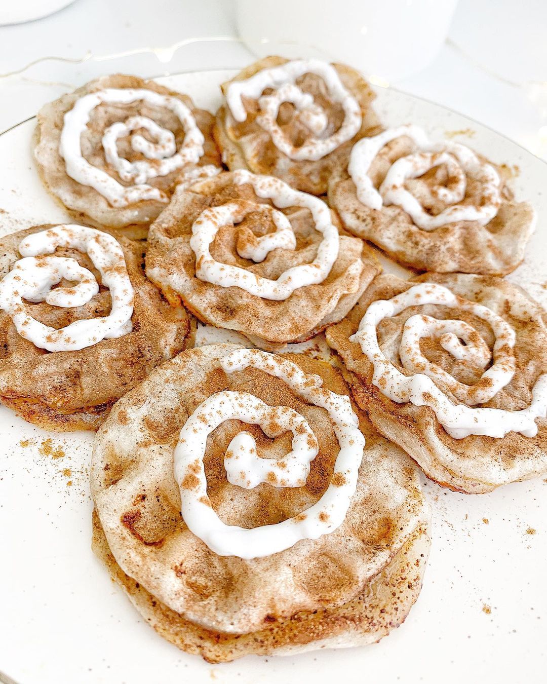 Mini Cinnamon Roll Waffles