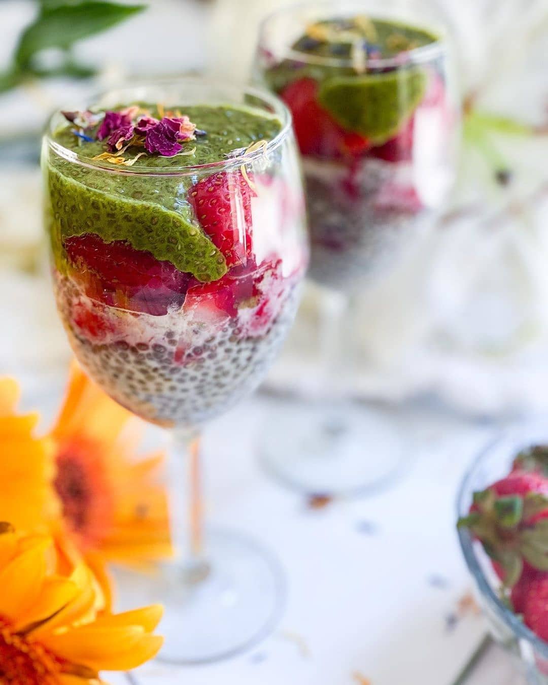 Coconut Matcha Rose Pudding
