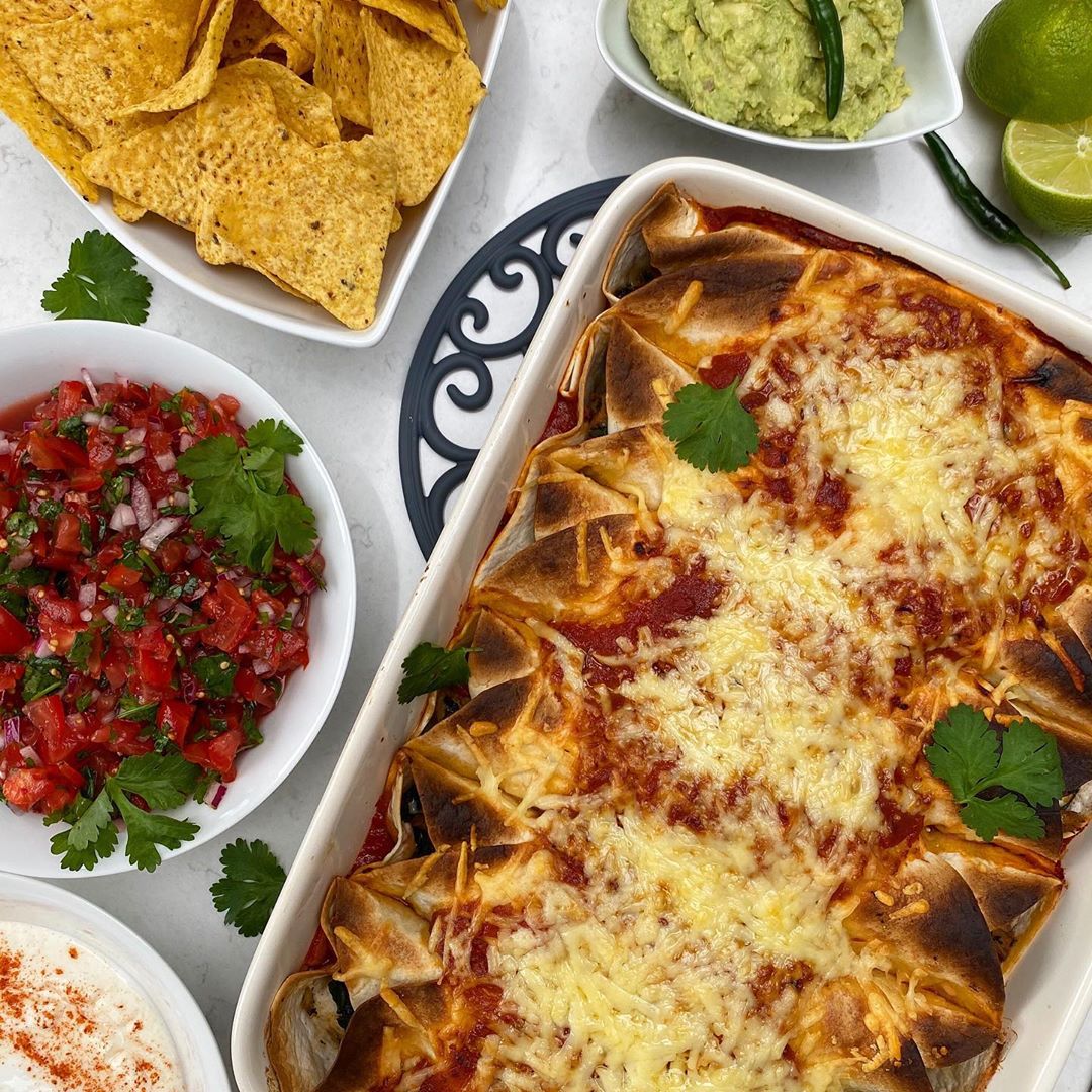 Cheesy Saucy Enchiladas with Leftover Meat and Veggies