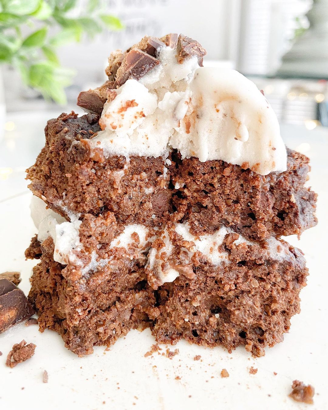 Fudgy Pumpkin Brownies with Ice Cream