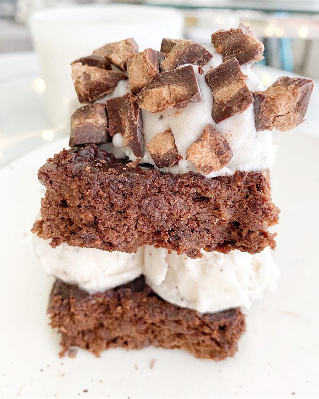 Fudgy Pumpkin Brownies with Ice Cream