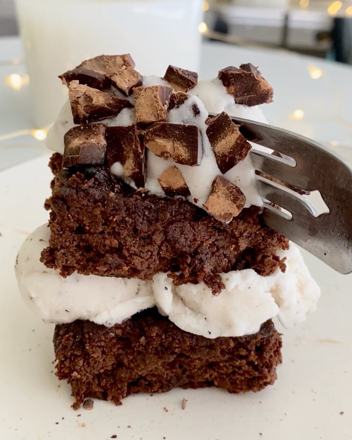 Fudgy Pumpkin Brownies with Ice Cream