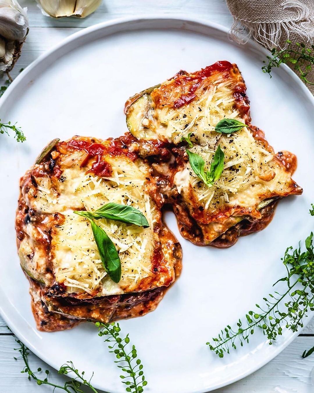 Vegan Zucchini Lasagna with Lentil Bolognese and Cheese Sauce
