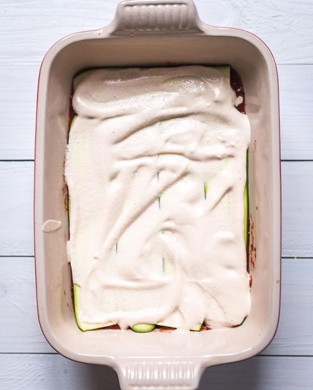 Vegan Zucchini Lasagna with Lentil Bolognese and Cheese Sauce