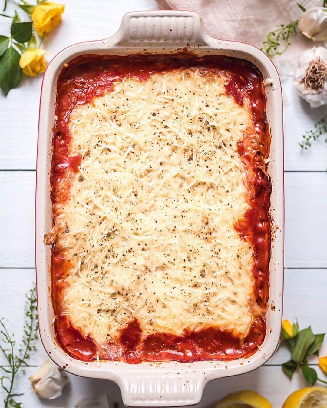 Vegan Zucchini Lasagna with Lentil Bolognese and Cheese Sauce