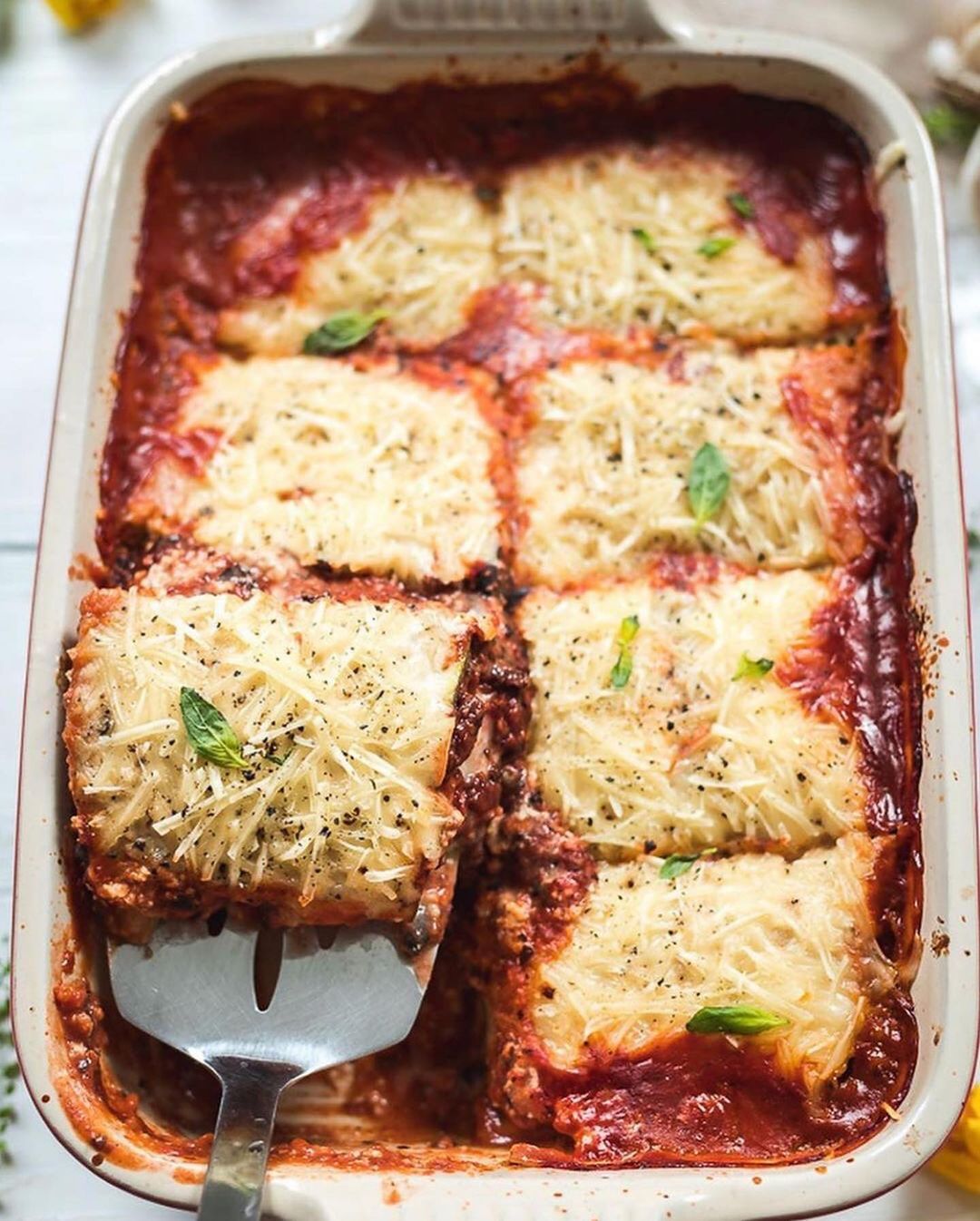 Vegan Zucchini Lasagna with Lentil Bolognese and Cheese Sauce