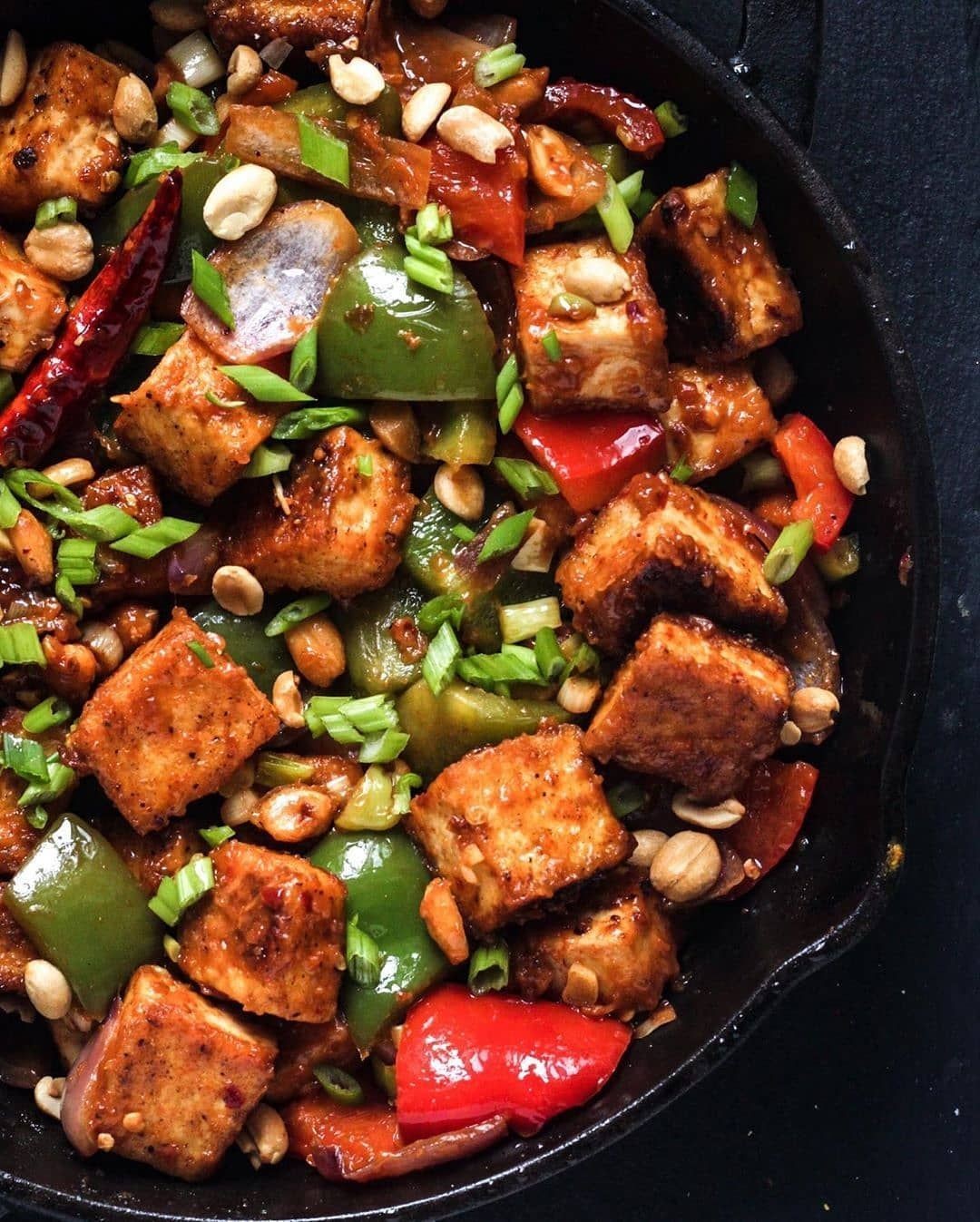 Spicy Tofu Kung Pao with Veggies and Peanuts