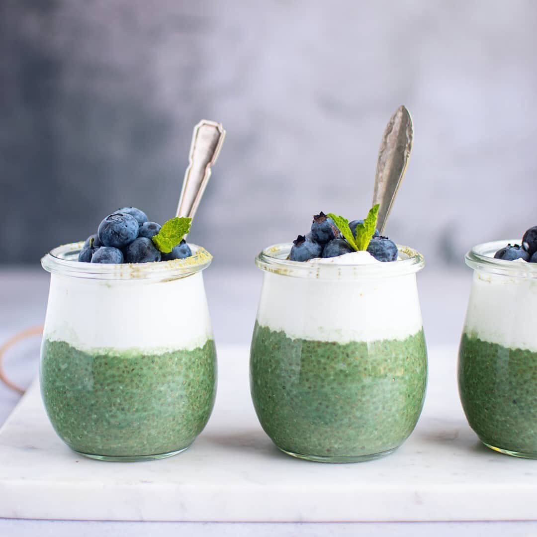 Matcha Mint Chia Pudding Cups
