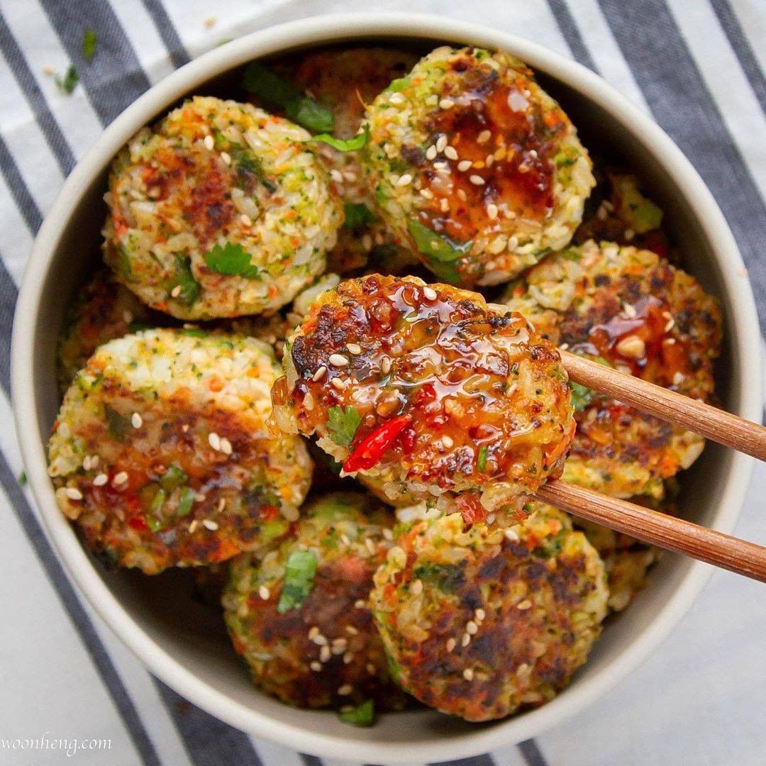 Broccoli and Cauliflower Bites with Sweet Chili Sauce