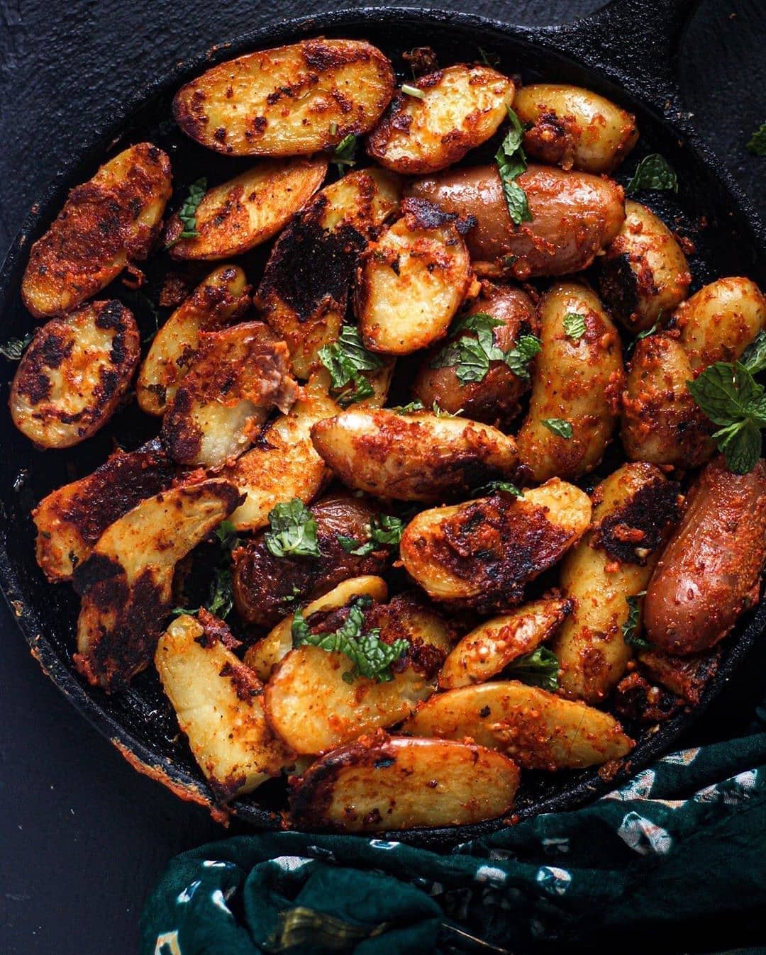 Minty Harissa-Roasted Potatoes