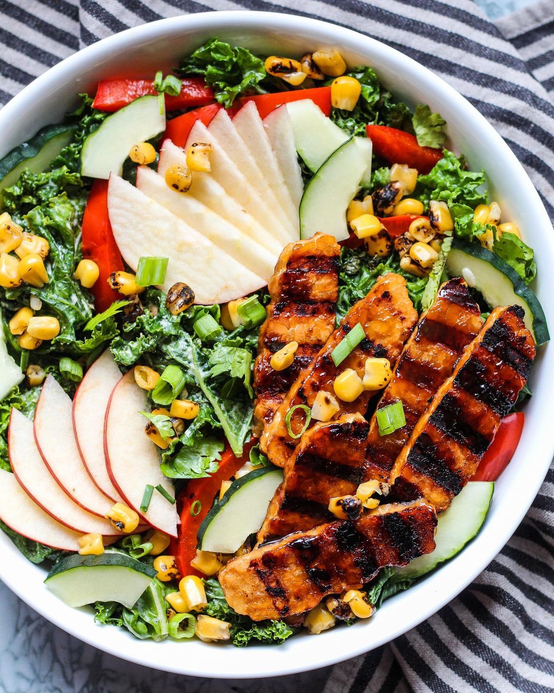 Grilled Maple Mustard Tempeh Salad