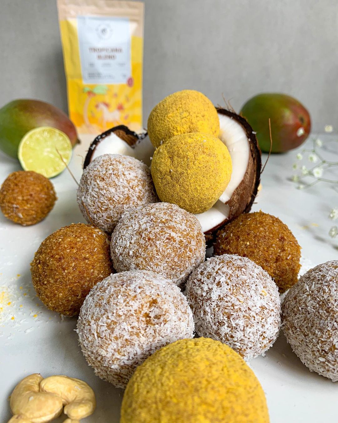 Tropical Bliss Balls with Mango Coconut Lime