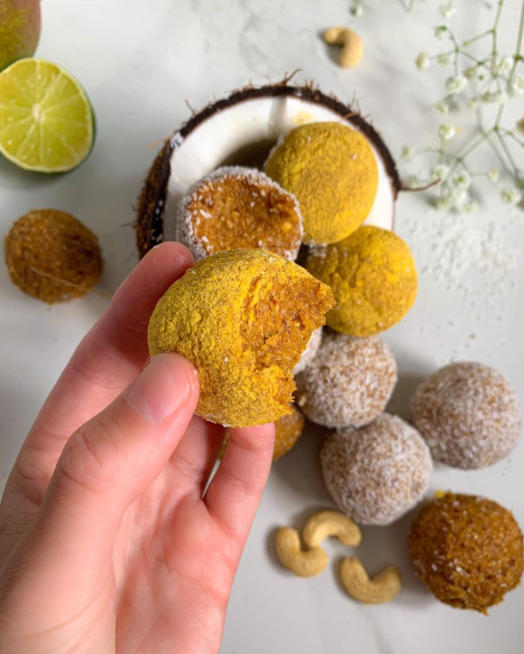 Tropical Bliss Balls with Mango Coconut Lime
