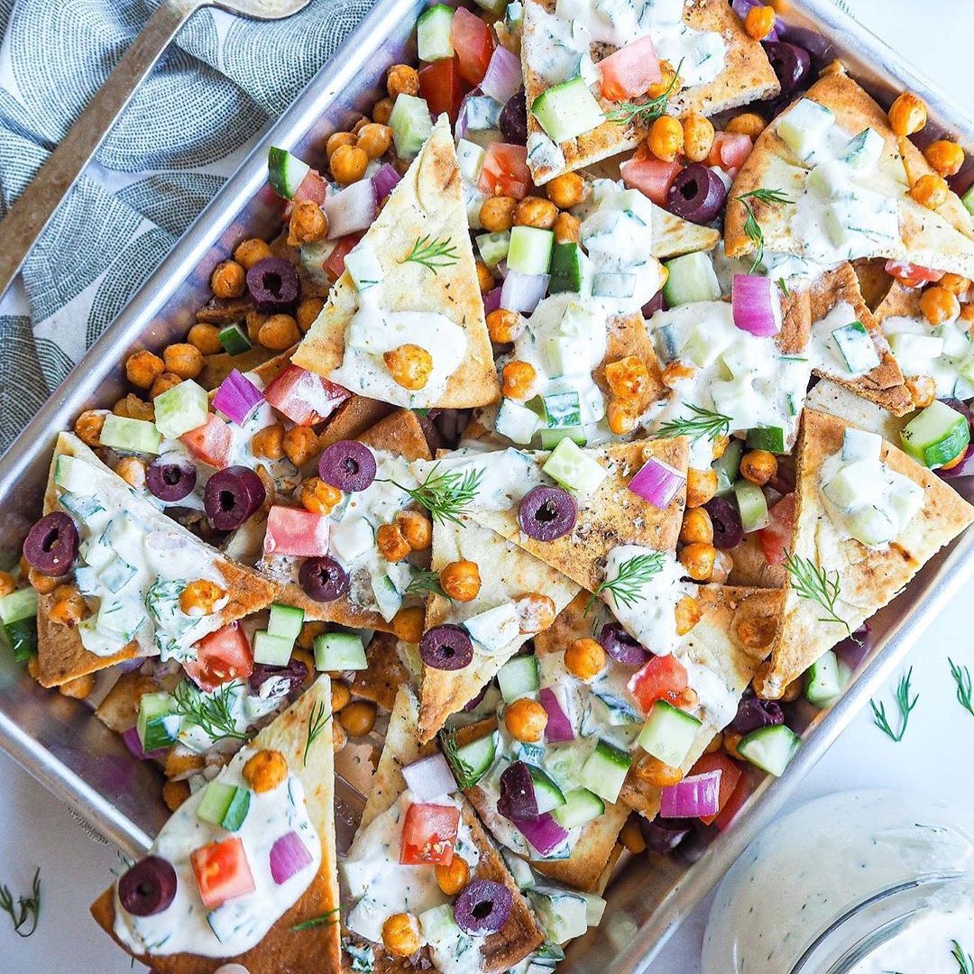 Easy Greek Nachos with Fresh Vegetables