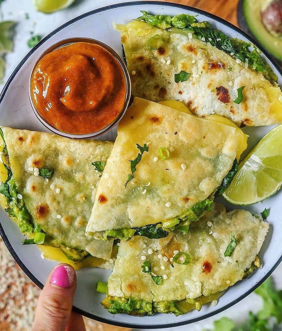 Avocado Spinach Black Bean Quesadillas