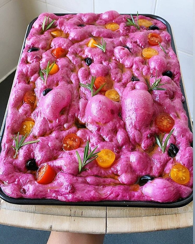 Naturally Leavened Beetroot Focaccia