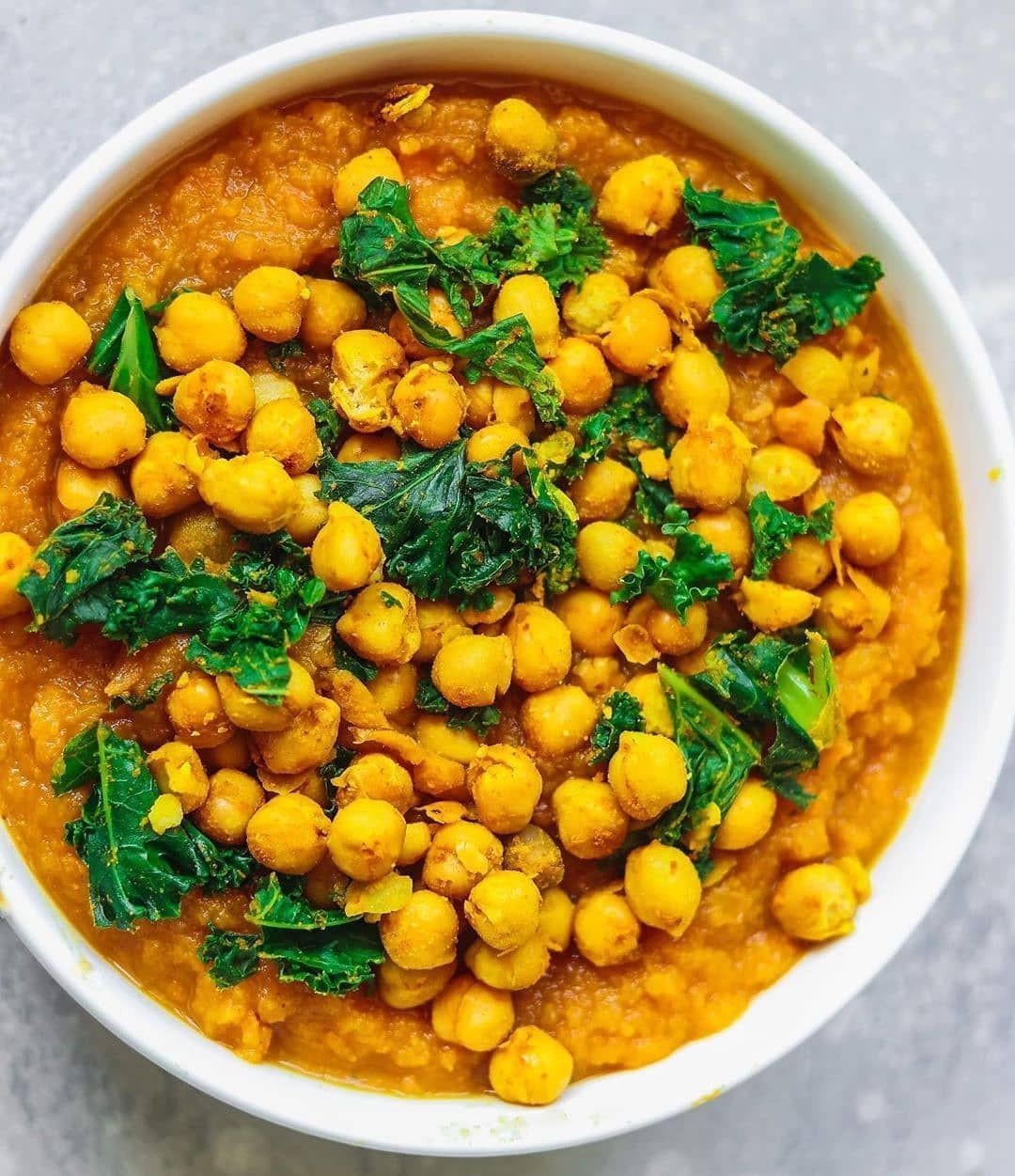 Butternut Squash Soup with Turmeric Chickpeas and Kale
