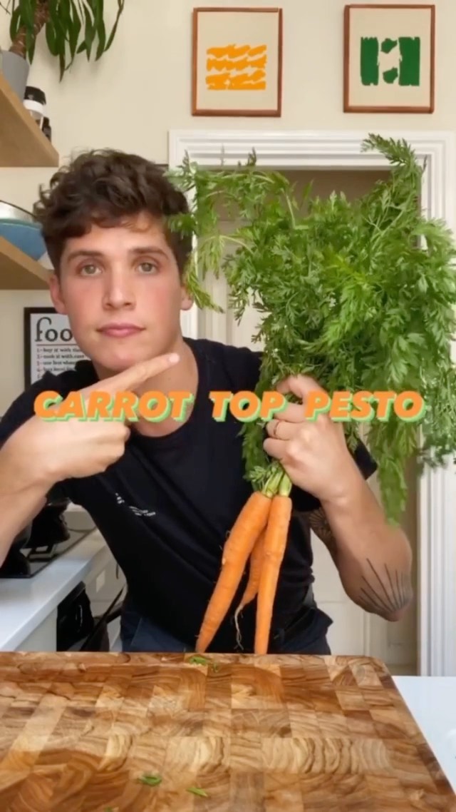 2 Minute Carrot Top Pesto