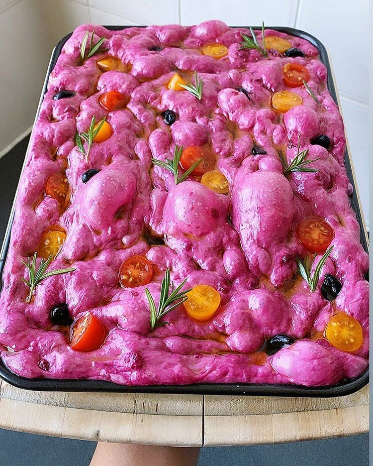 Naturally Leavened Beetroot Focaccia