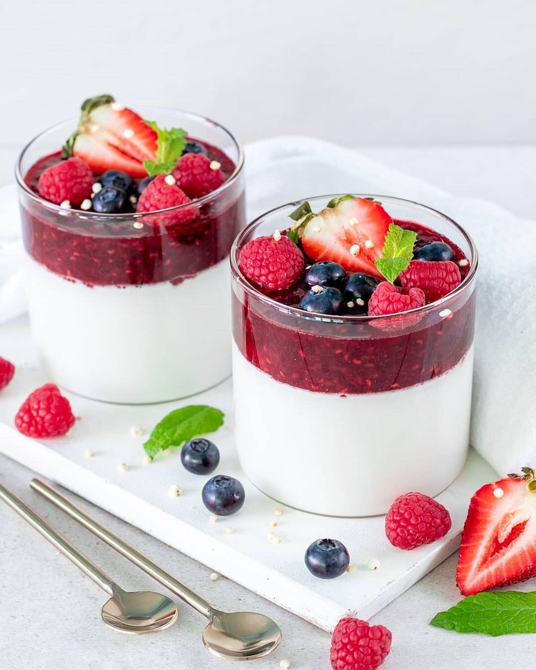 Vegan Panna Cotta with Berry Coulis