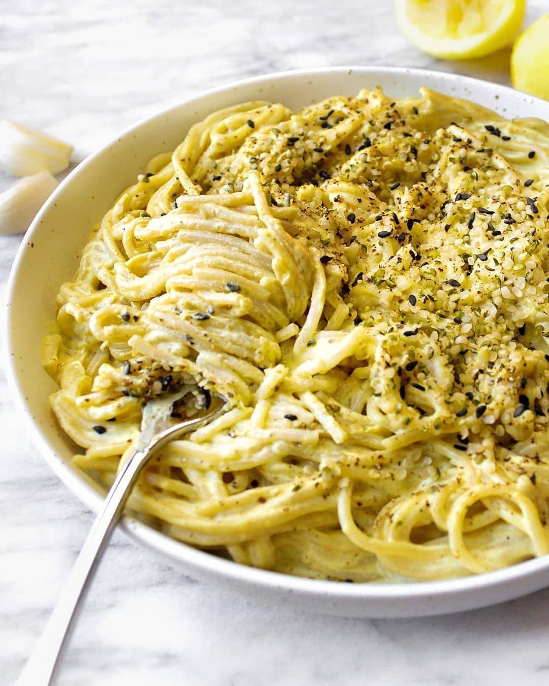 Vegan Lemon Pepper Pasta with Cashew Sauce