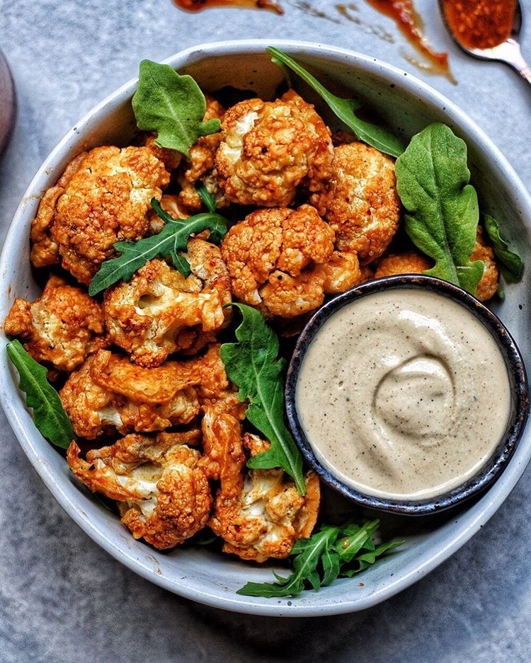 Vegan Cauliflower Wings with Spicy Sauces