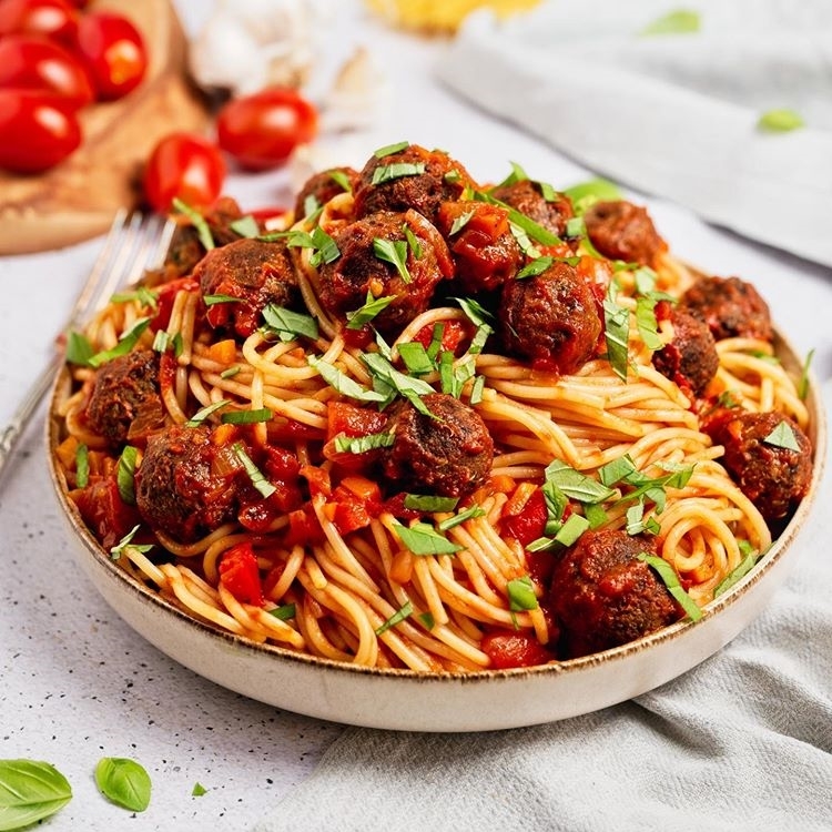 Spaghetti with Mini Meatless Balls