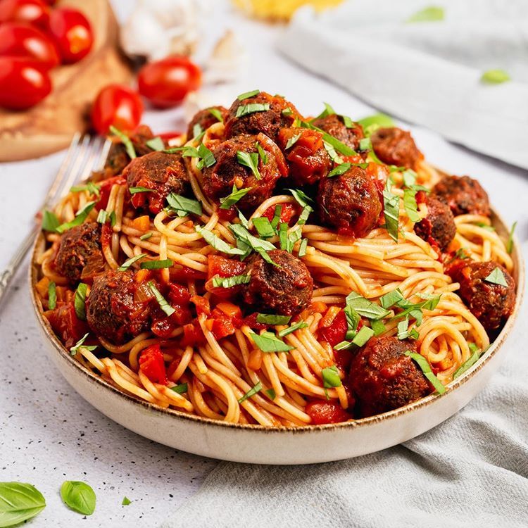 Spaghetti with Mini Meatless Balls