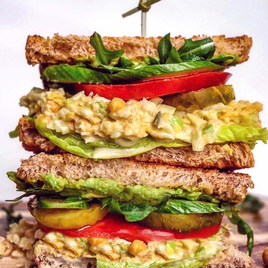 Vegan Chickpea Salad Sandwich with Fresh Vegetables