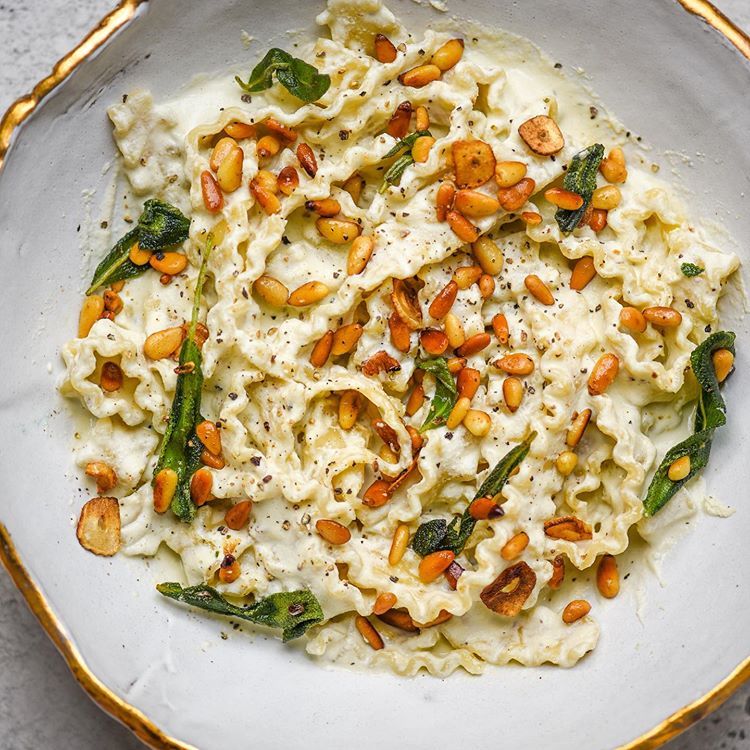 Creamy Umami Pasta with Toasted Pine Nuts and Fried Sage