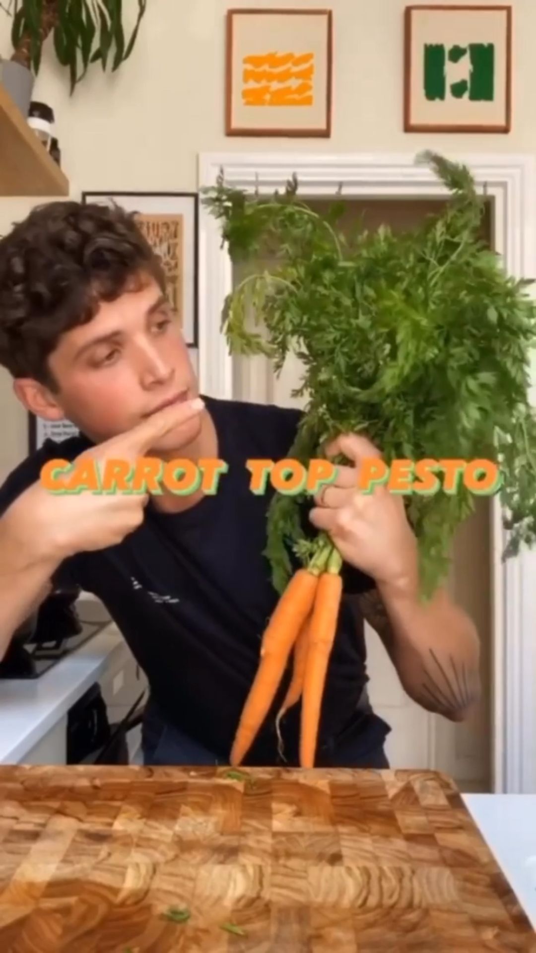 2 Minute Carrot Top Pesto