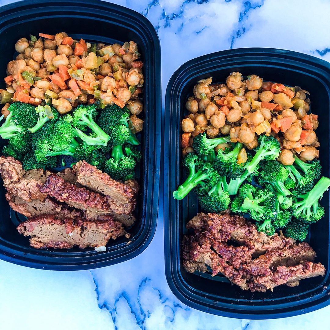 BBQ Seitan with Buffalo Chickpeas and Broccoli