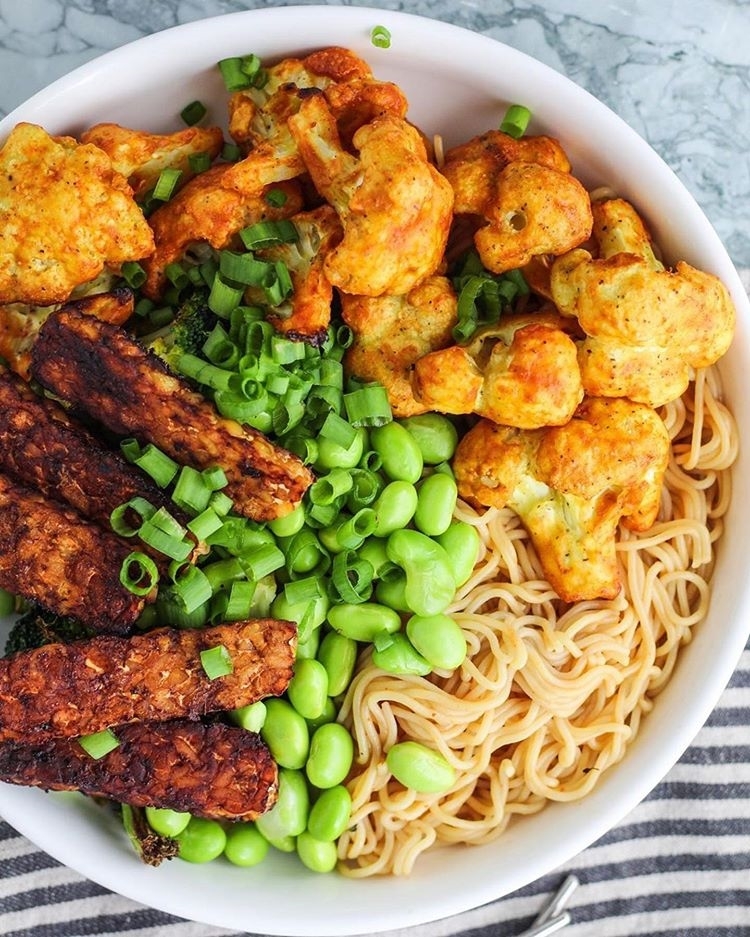 Veggie Ramen Bowl with Gochujang Cauliflower