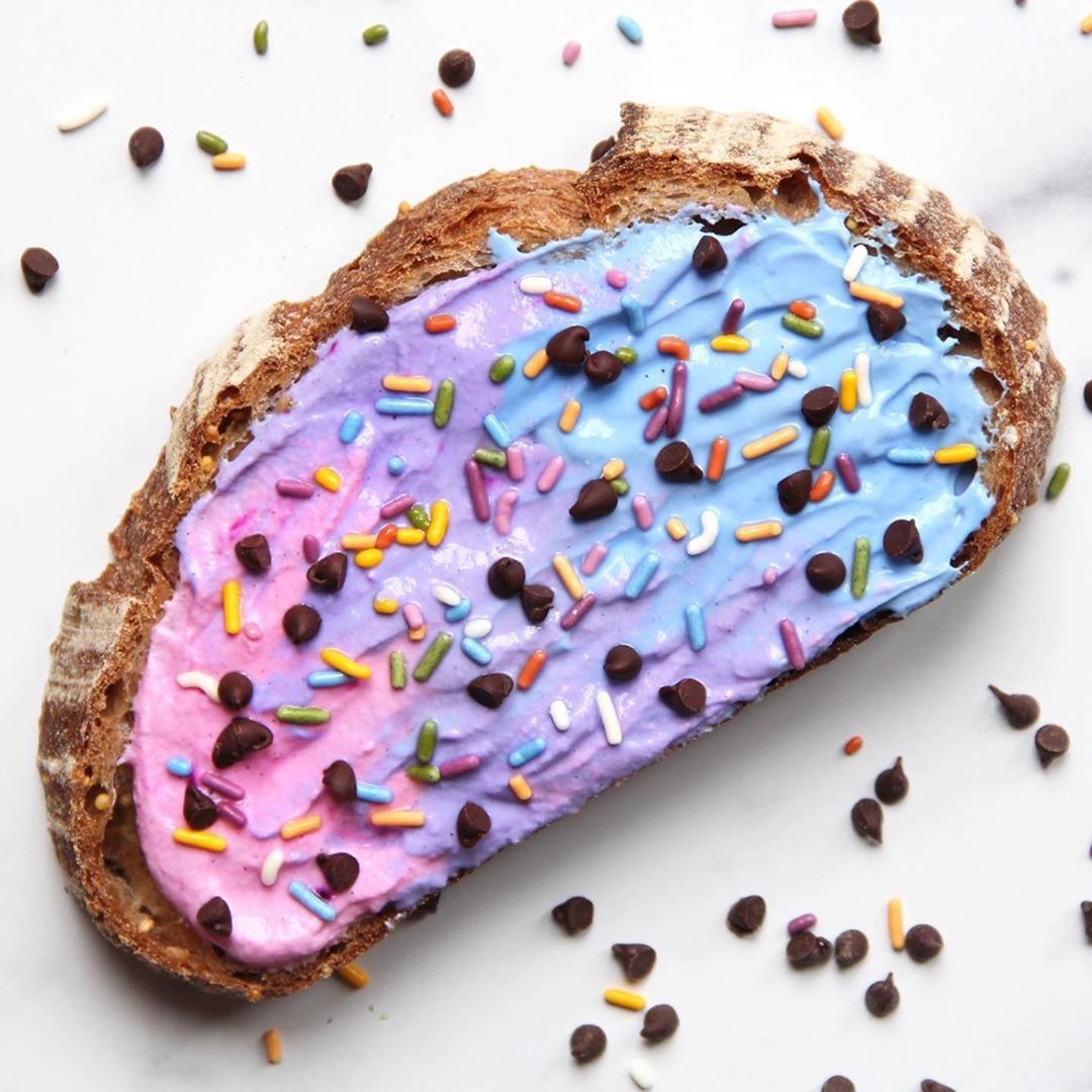 Unicorn Pastel Toast with Colorful Yogurt