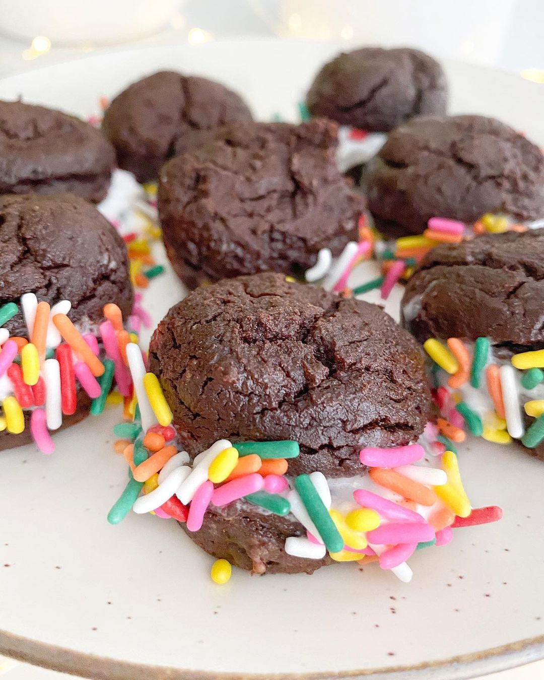 Mini Brownie Bites with Whipped Cream and Sprinkles