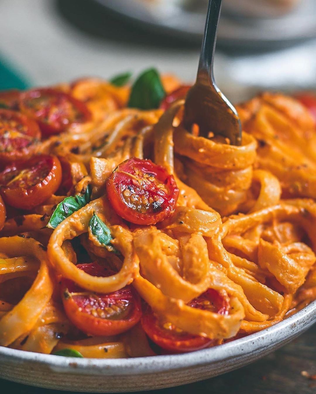 Roasted Red Pepper and Cherry Tomato Fettuccine