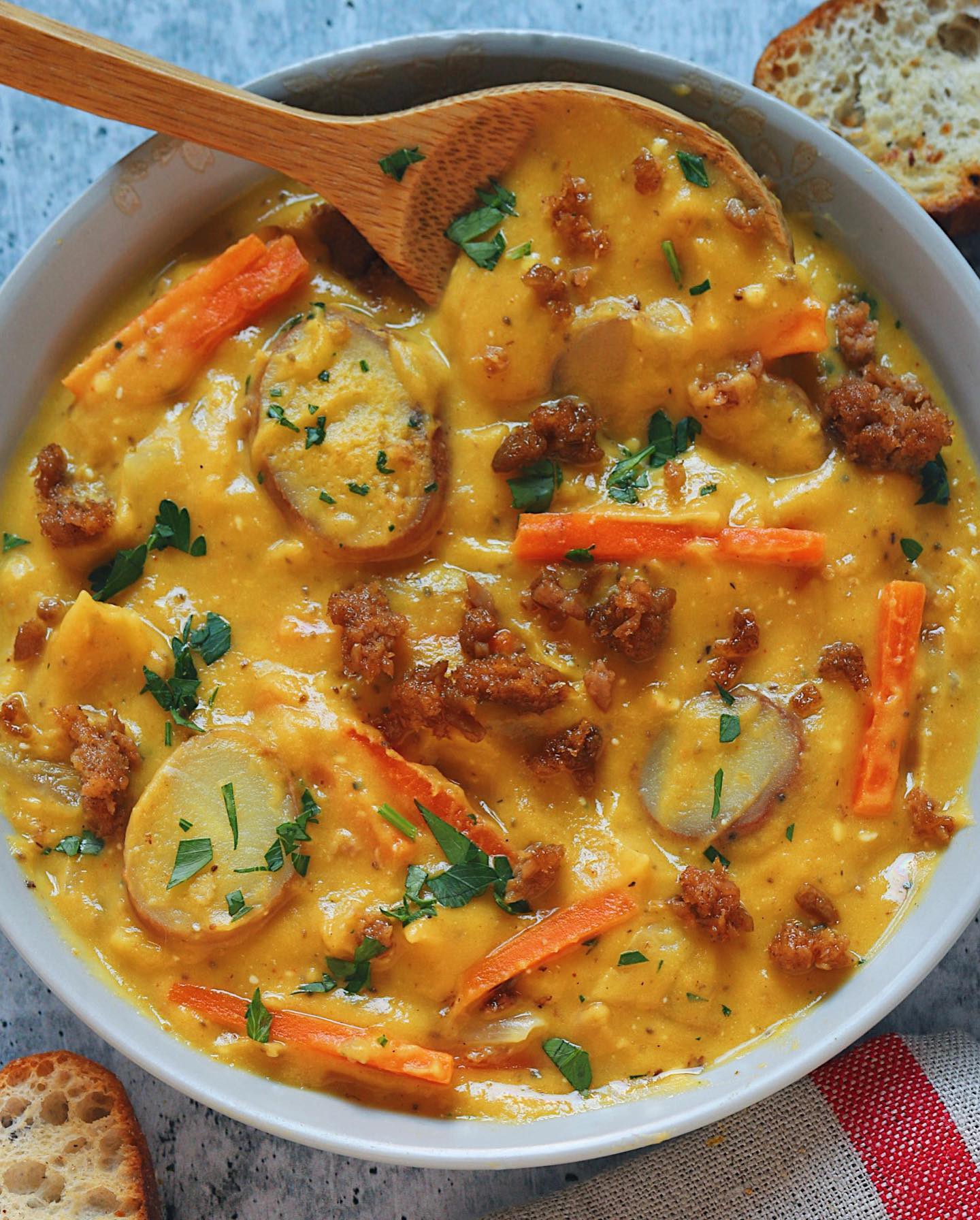 Vegan Sausage and Butternut Squash Soup
