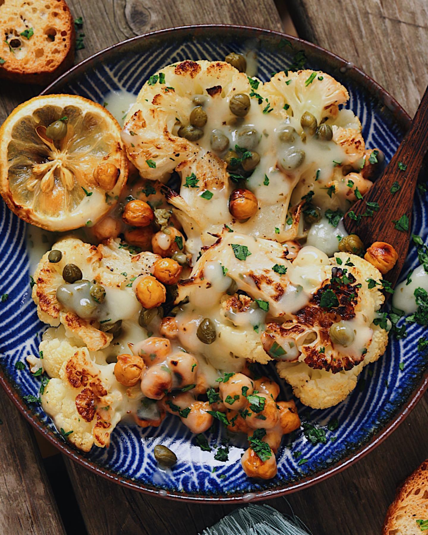 Roasted Cauliflower and Chickpea Piccata