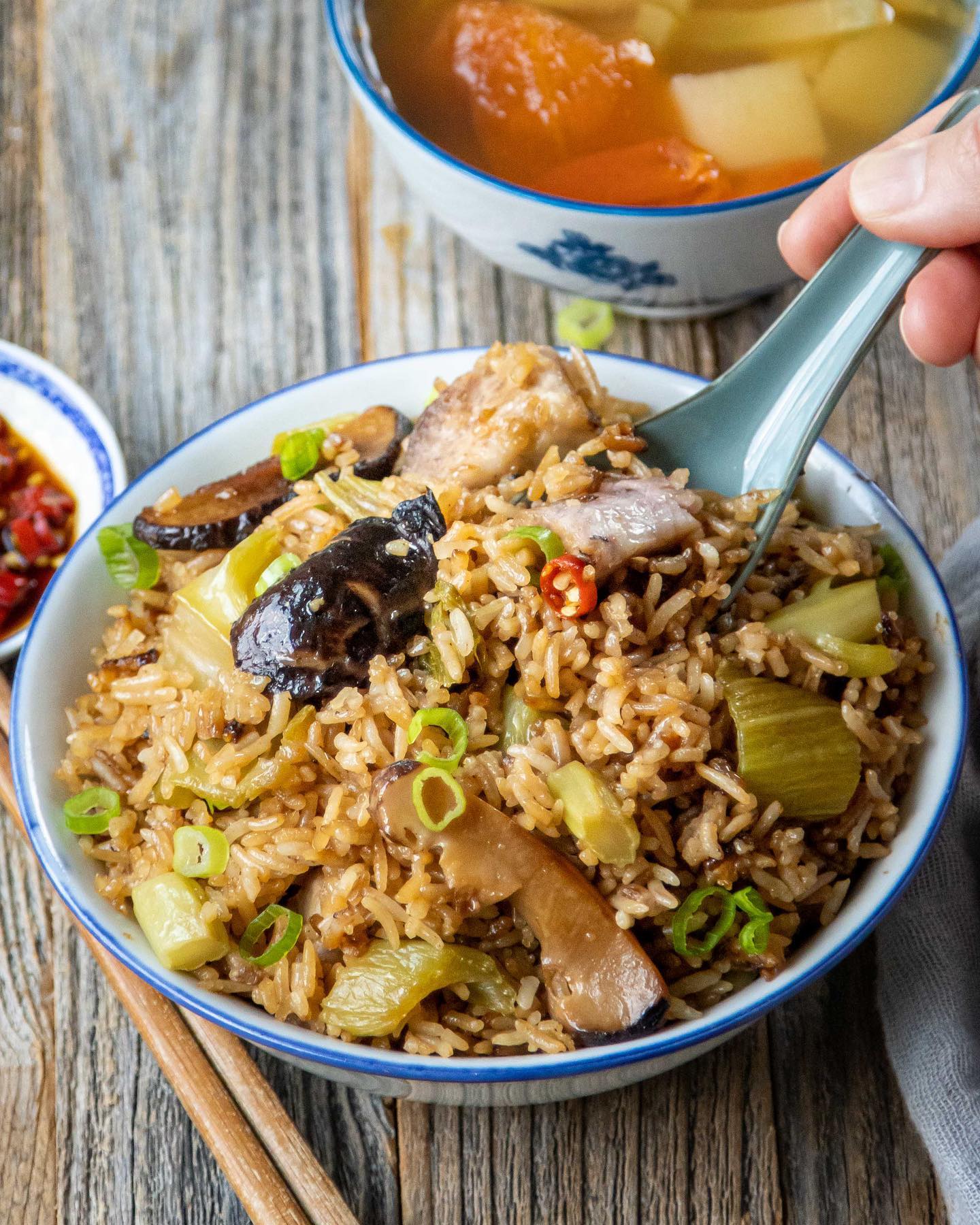 Taro Rice with Chinese Mustard Greens