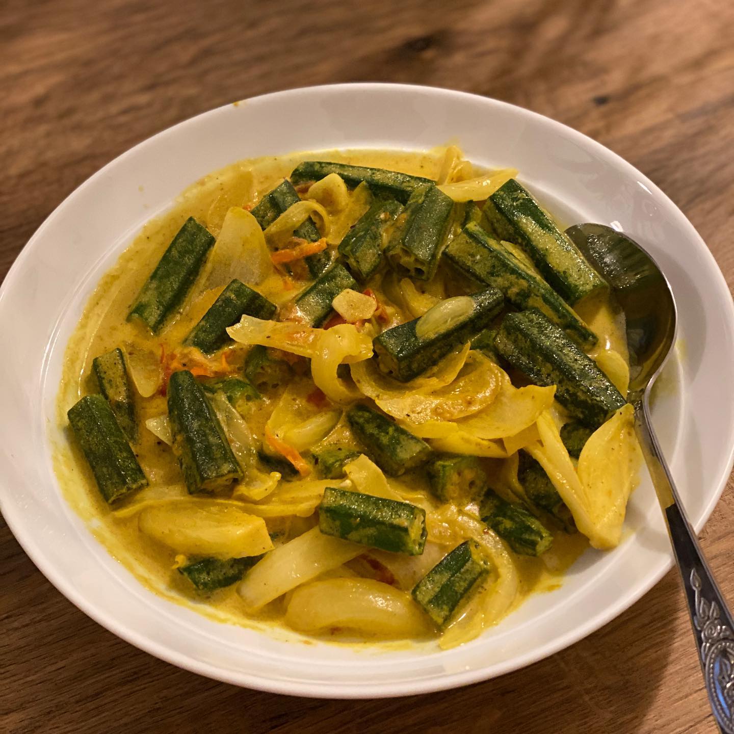 Vegan Okra Curry with Soy Cream