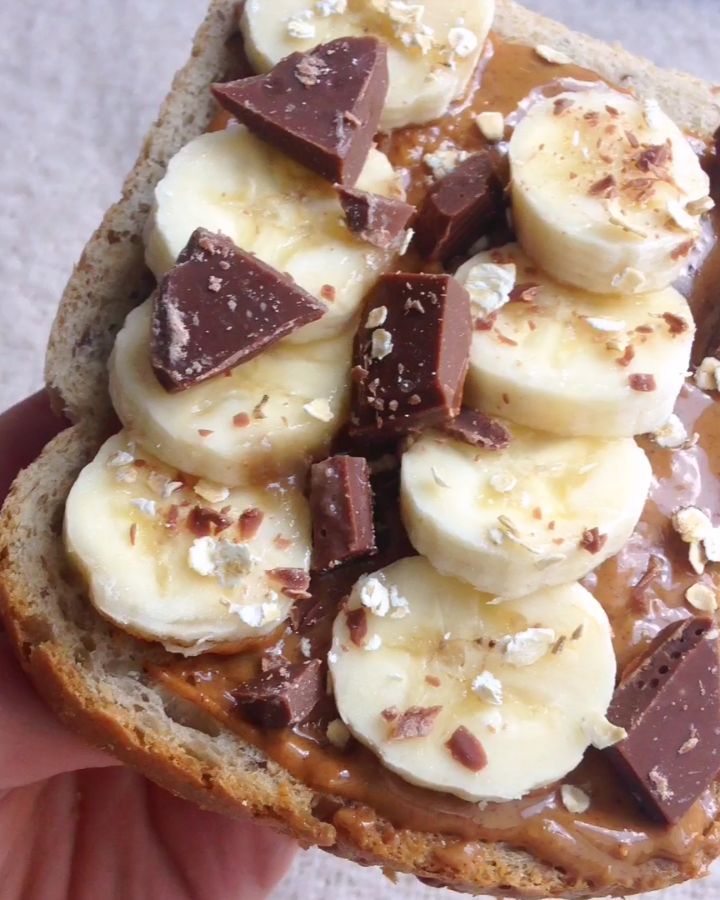 Peanut Butter Banana Dark Chocolate Toasts