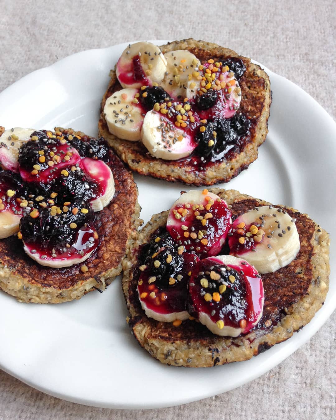 Banana Bread Pancakes with Bananas and Jam