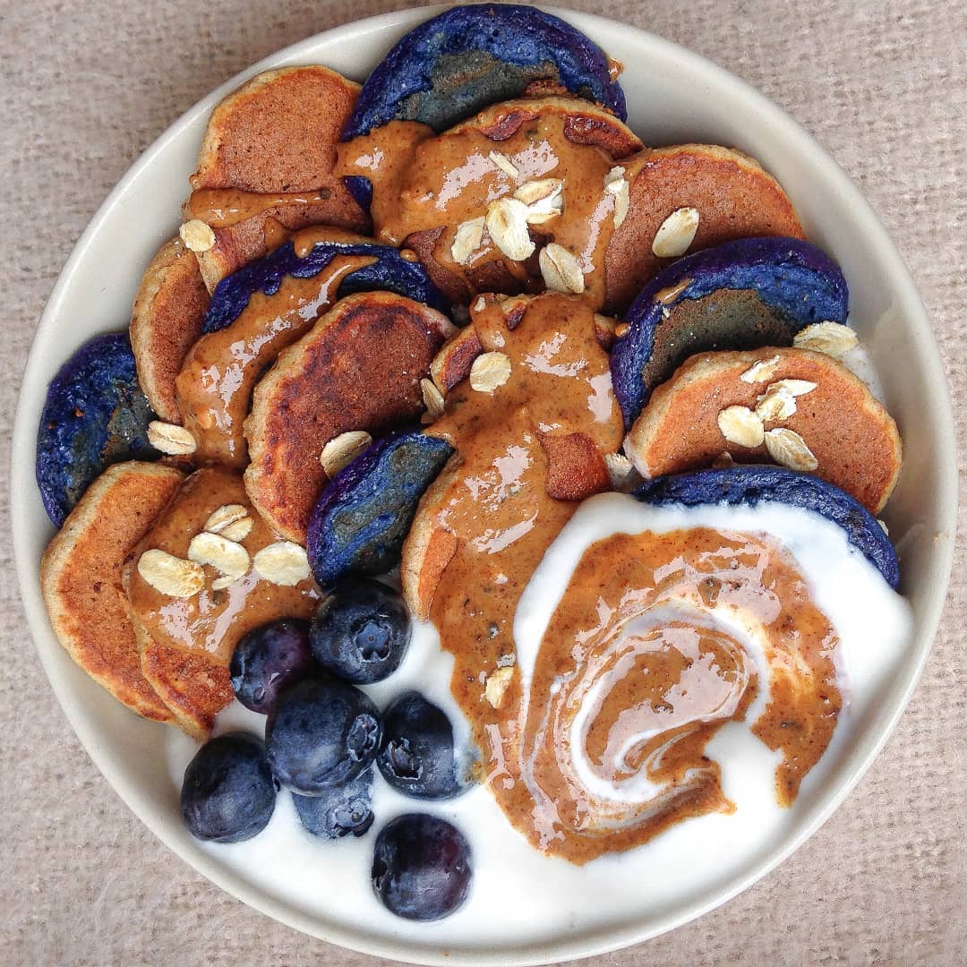 Mini Banana Bread Pancakes with Toppings