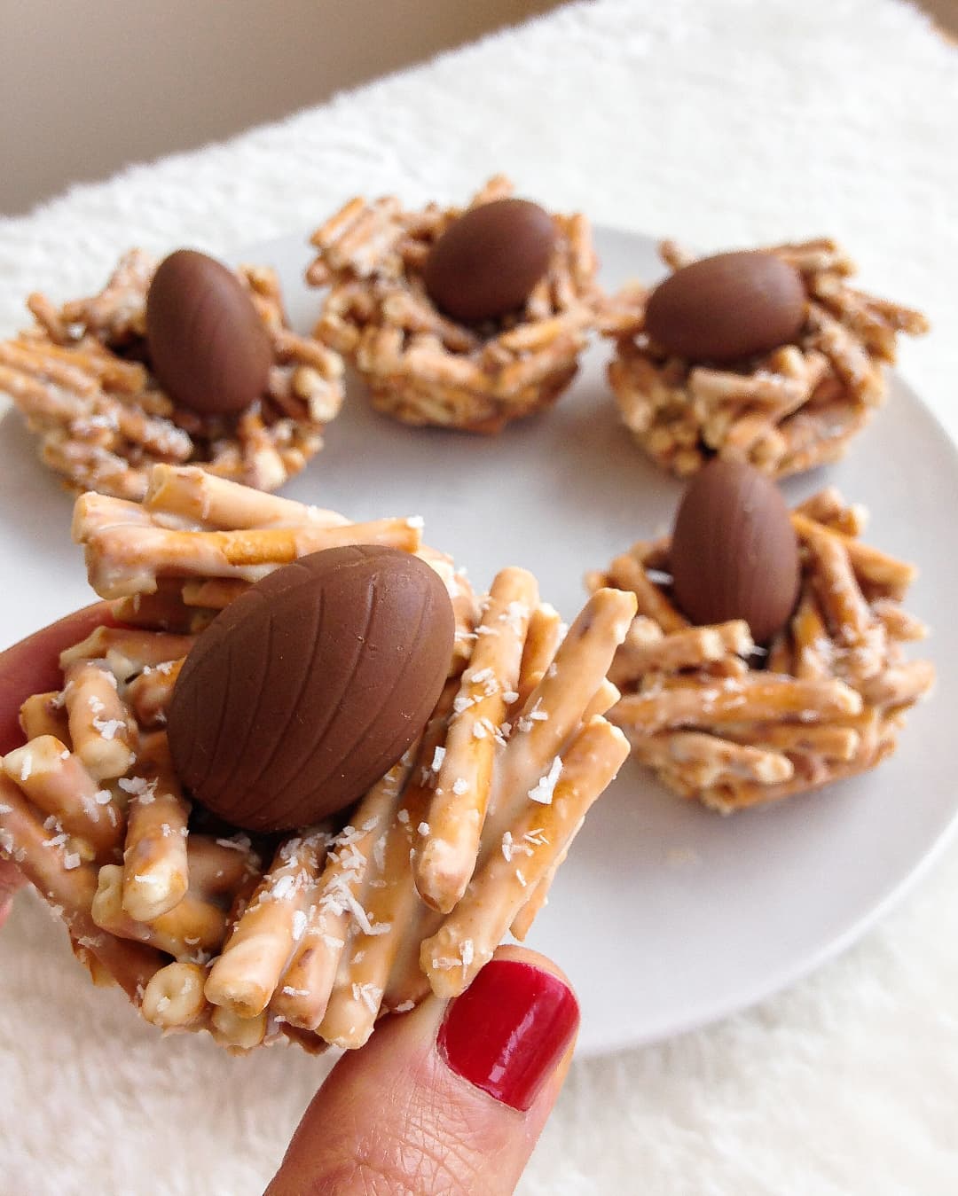 Chocolate Pretzel Egg Nests