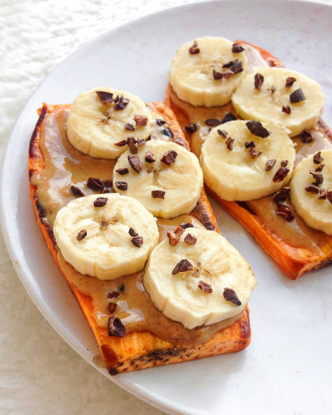 Peanut Butter Banana Chocolate Sweet Potato Toasts