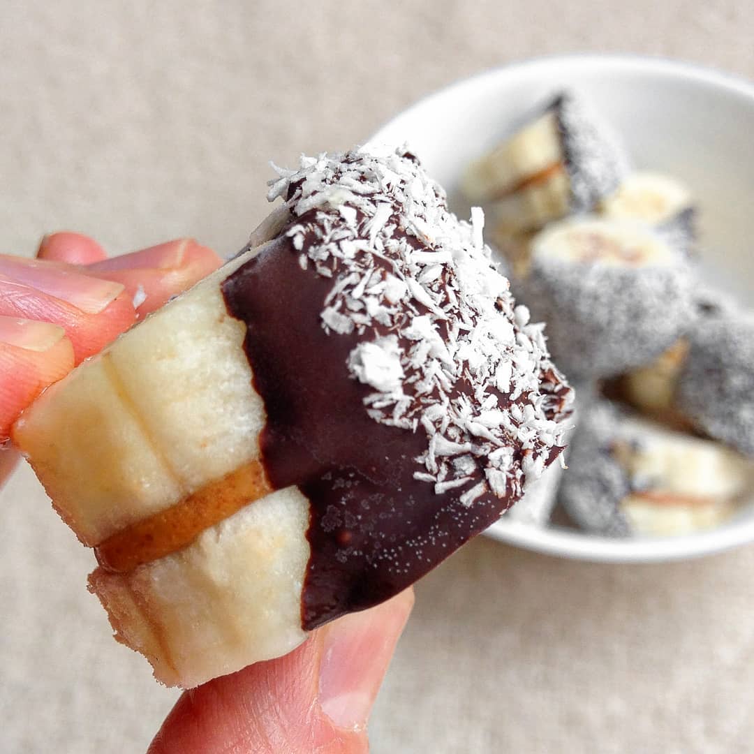 Chocolate Peanut Butter Coconut Banana Bites