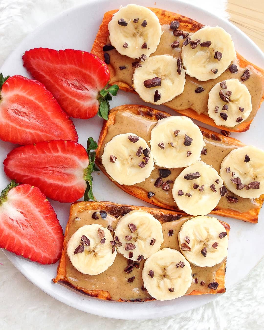 Peanut Butter, Banana & Dark Chocolate Sweet Potato Toasts