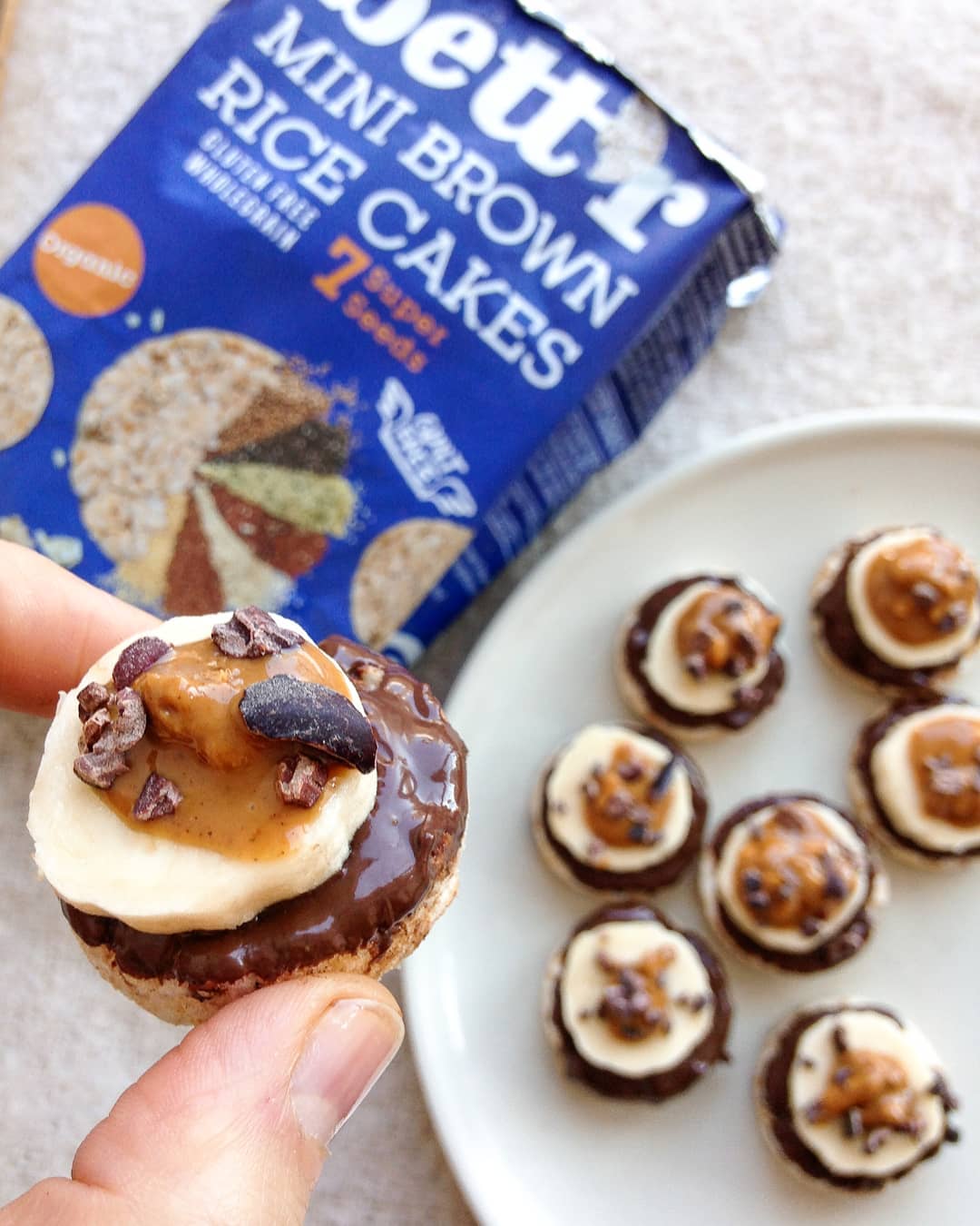 Chocolate Peanut Butter Banana Rice Cakes