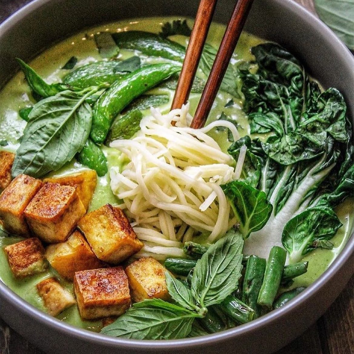 Green Curry Tofu Noodle Bowl