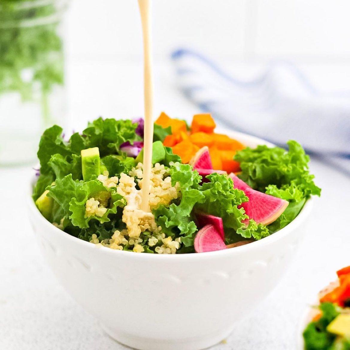 Kale Salad with Creamy Vegan Tahini Dressing